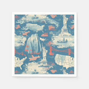 Vintage American Landmark Pattern (3) Napkin