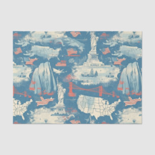Vintage American Landmark Pattern (3) Tissue Paper