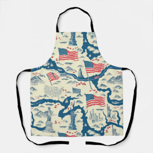 Vintage American Landmark Pattern (4) Apron