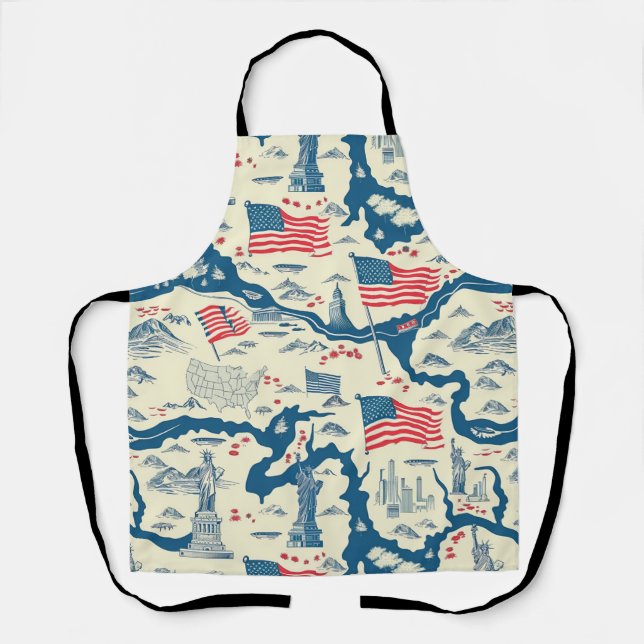 Vintage American Landmark Pattern (4) Apron (Front)