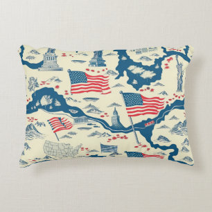 Vintage American Landmark Pattern (4) Decorative Cushion