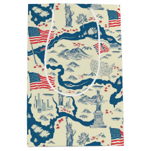 Vintage American Landmark Pattern (4) Medium Gift Bag