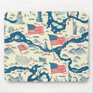 Vintage American Landmark Pattern (4) Mouse Pad