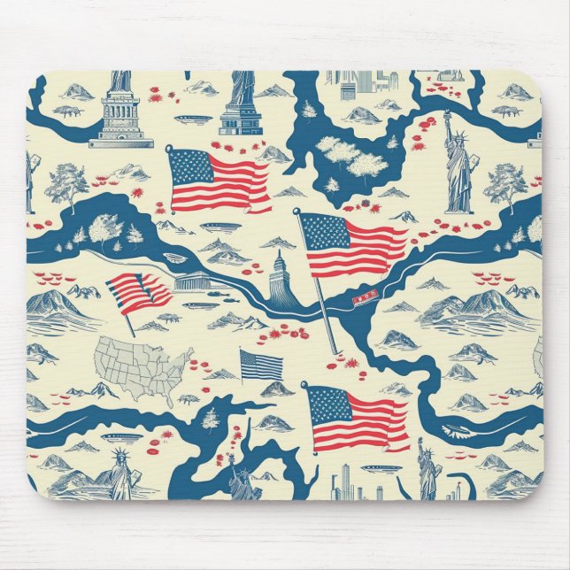 Vintage American Landmark Pattern (4) Mouse Pad (Front)