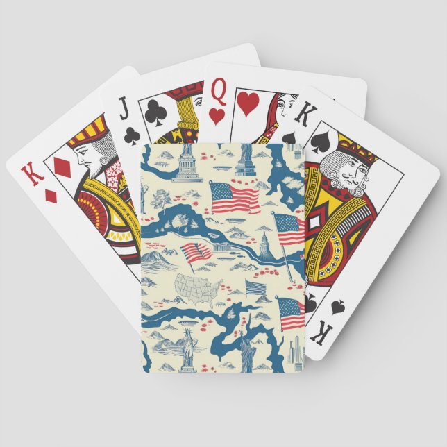 Vintage American Landmark Pattern (4) Playing Cards (Back)