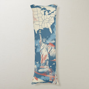 Vintage American Landmark Pattern – Liberty, USA  Body Cushion