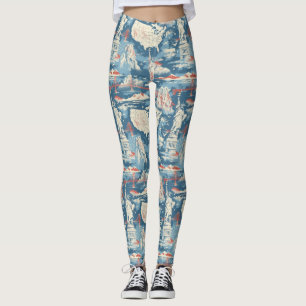 Vintage American Landmark Pattern – Liberty, USA  Leggings