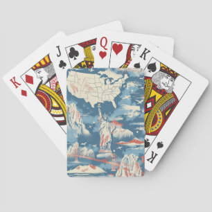 Vintage American Landmark Pattern – Liberty, USA  Playing Cards