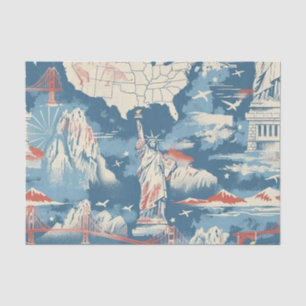 Vintage American Landmark Pattern – Liberty, USA  Tissue Paper