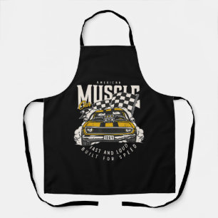 Vintage American Muscle Car Racing Flag Apron