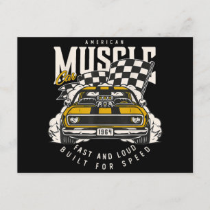 Vintage American Muscle Car Racing Flag Enclosure Card