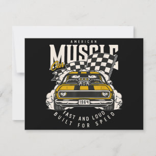 Vintage American Muscle Car Racing Flag Invitation