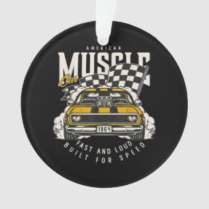 Vintage American Muscle Car Racing Flag  Ornament