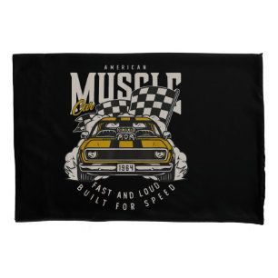 Vintage American Muscle Car Racing Flag Pillowcase