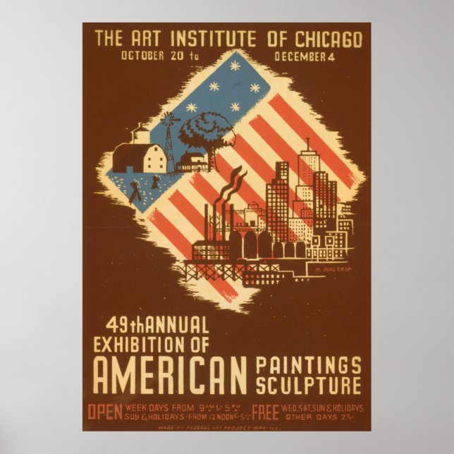 Vintage American Paintings Poster (Front)