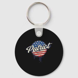 Vintage American Patriot Flag Retro Stars And Stri Key Ring