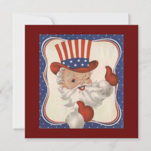 Vintage American Patriot Santa Claus Holiday Card