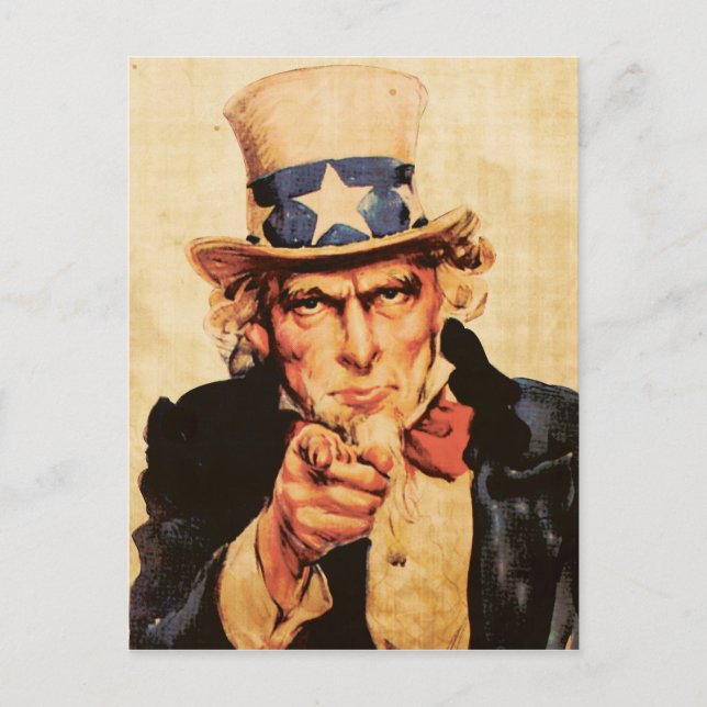 Vintage American Patriotic Uncle Sam Postcard (Front)