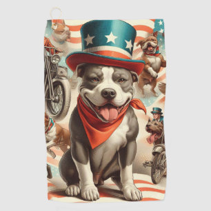 Vintage American Pit Bull Terrier Art Golf Towel