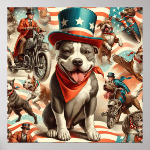 Vintage American Pit Bull Terrier Art Poster