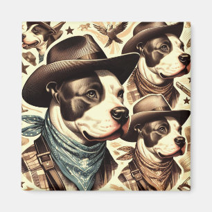 Vintage American Pit Bull Terrier Illustration Magnet
