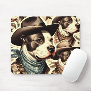 Vintage American Pit Bull Terrier Illustration Mouse Pad