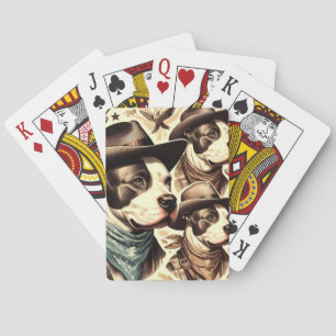 Vintage American Pit Bull Terrier Illustration Playing Cards