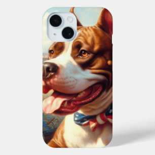 Vintage American Pit Bull Terrier Painting iPhone 15 Case
