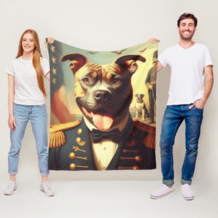 Vintage American Pit Bull Terrier Painting Fleece Blanket