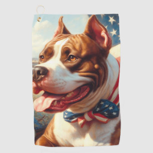 Vintage American Pit Bull Terrier Painting Golf Towel