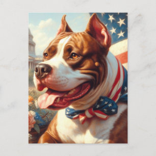 Vintage American Pit Bull Terrier Painting Postcard