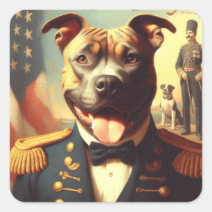 Vintage American Pit Bull Terrier Painting Square Sticker
