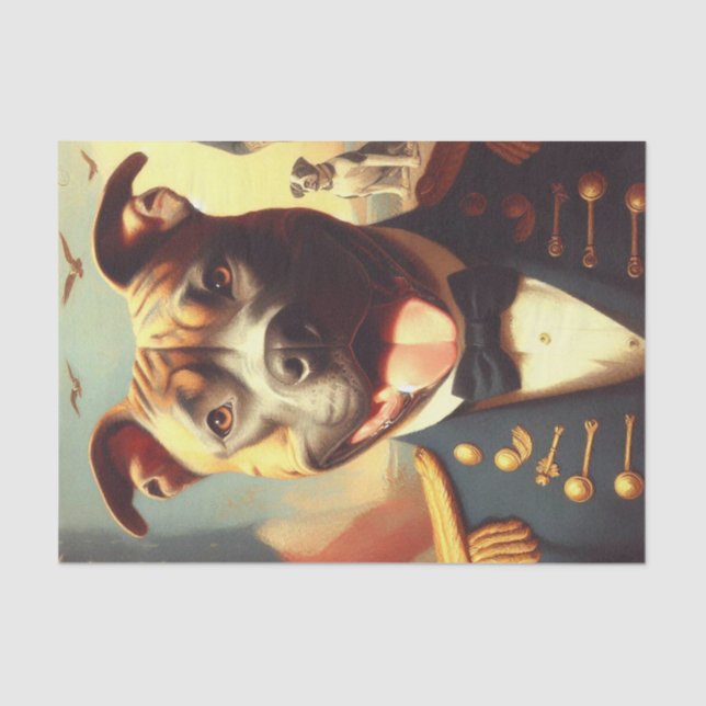 Vintage American Pit Bull Terrier Painting Tissue Paper (Front)