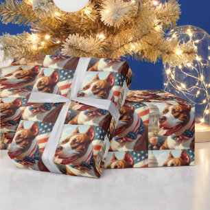 Vintage American Pit Bull Terrier Painting Wrapping Paper