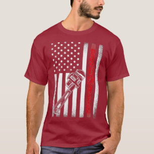 Vintage American Plumber Flag Funny Fathers Day T-Shirt