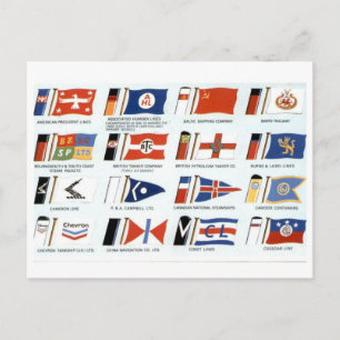 Vintage American Shipping Company House Flags Char Postcard