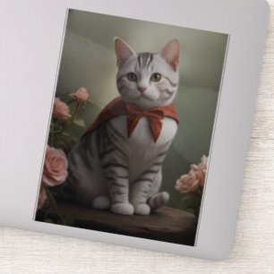 Vintage American Shorthair Kitten with Roses 