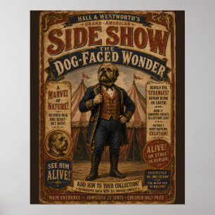 Vintage American Side Show Carnival Poster with Wh