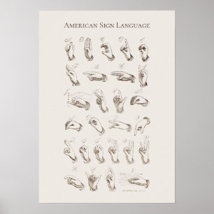 Vintage American Sign Language Alphabet