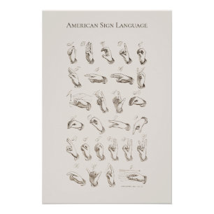 Vintage American Sign Language Alphabet