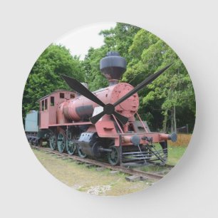 Vintage American Steam Locomotive Round Clock