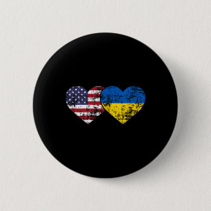 Vintage American Ukrainian Flags Hearts Love Usa U 6 Cm Round Badge