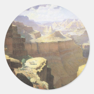 Vintage American West Art, Grand Canyon by Leigh Classic Round Sticker