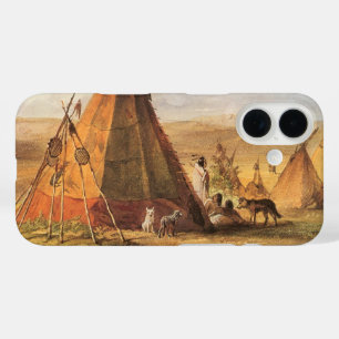 Vintage American West, Teepees on Plain by Bodmer iPhone 16 Case