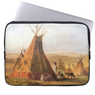 Vintage American West, Teepees on Plain by Bodmer Laptop Sleeve