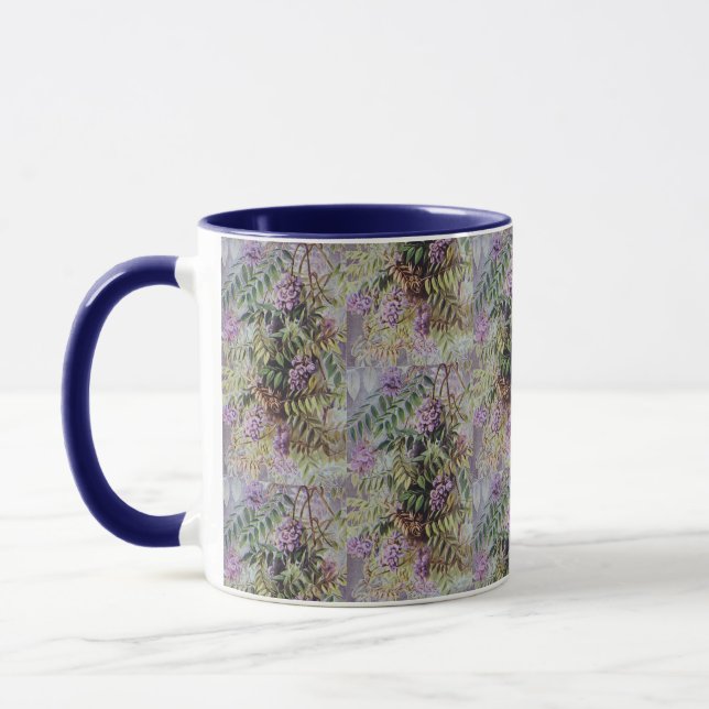 Vintage American Wisteria Purple Flowers Floral Mug (Left)