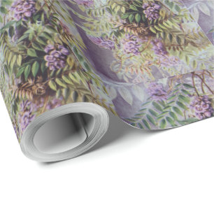 Vintage American Wisteria Purple Flowers Floral Wrapping Paper