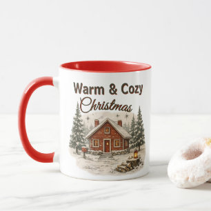 Vintage Americana Christmas Rustic Cabin Holiday  Mug