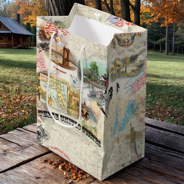 Vintage Americana Collage Medium Gift Bag (Creator Uploaded)