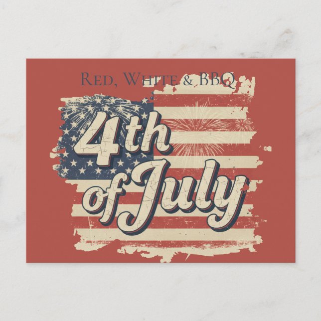 Vintage Americana Fireworks Picnic Invitation Postcard (Front)